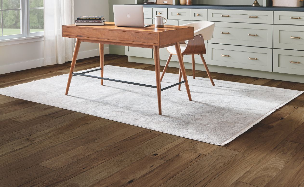 custom area rug in a stylish home office