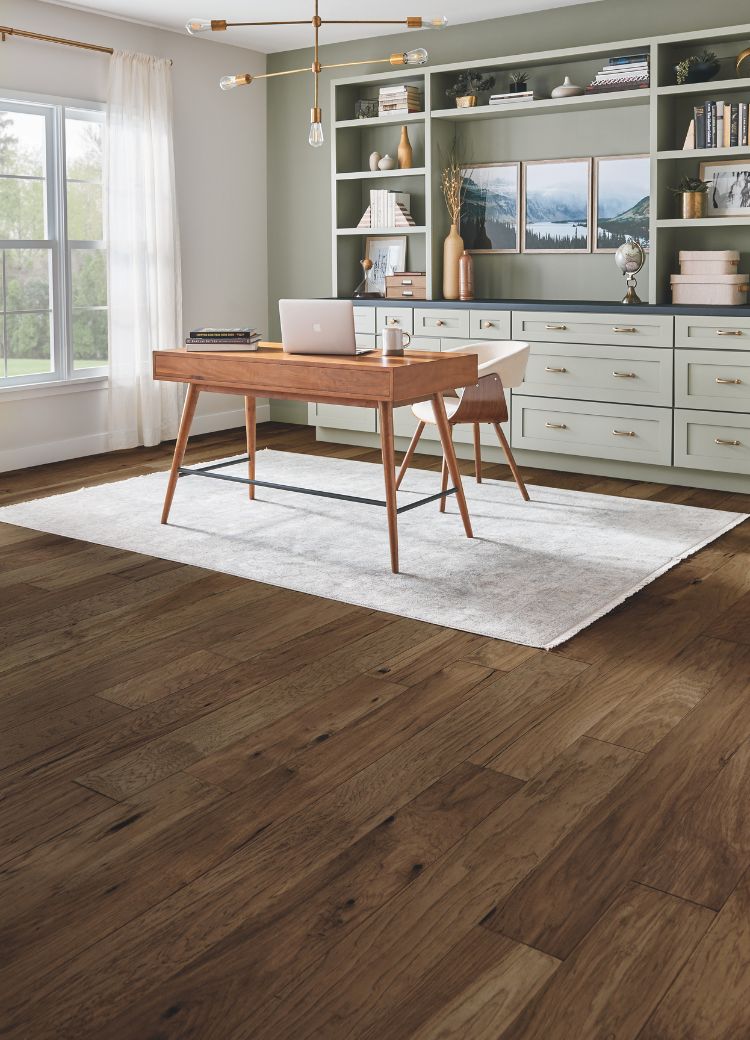 custom area rug in a stylish home office