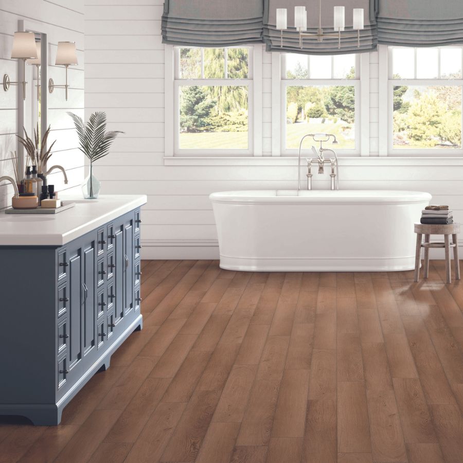 luxury vinyl flooring in bathroom
